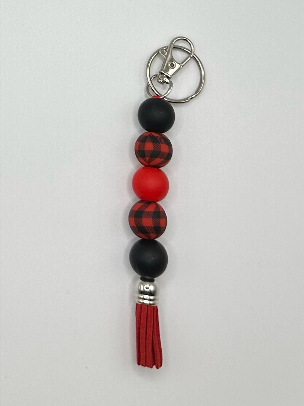 Red & Black Beaded Tassel Keychain or Bag Dangle